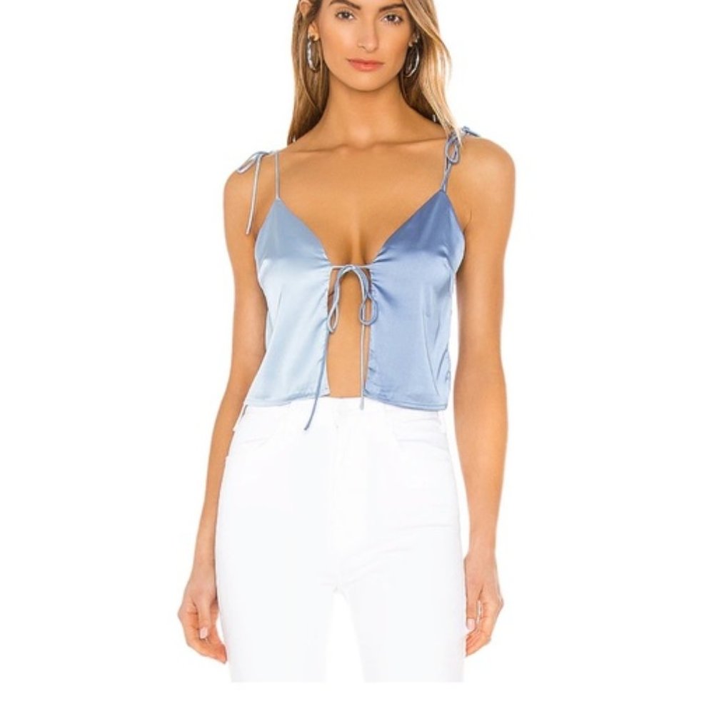 Superdown Charlee Tie Strap Top in Blue